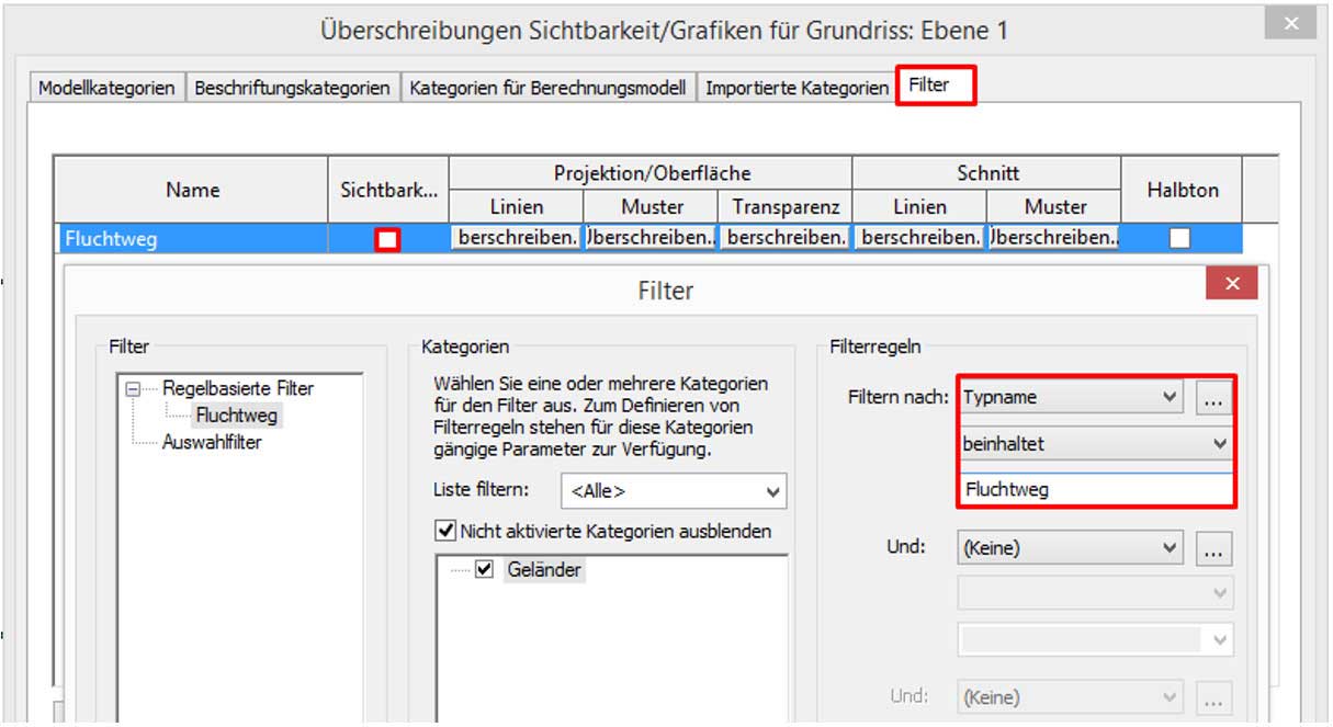 Anzeigung Überschreibung Sichtbarkeiten