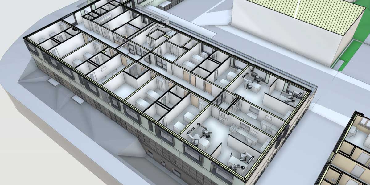 Conrad Kaserne 3D Modell Ausschnitt aus dem 3D Modell der Conrad Kaserne